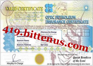 Petroleum Insurance Certificate (Sample)